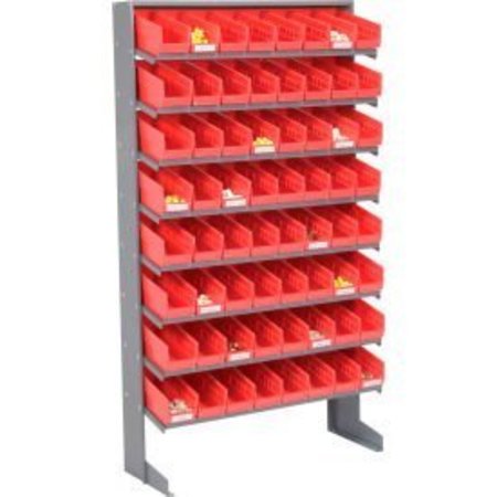 GLOBAL EQUIPMENT 8 Shelf Floor Pick Rack - 64 Red Plastic Shelf Bins 4 Inch Wide 33x12x61 603426RD
